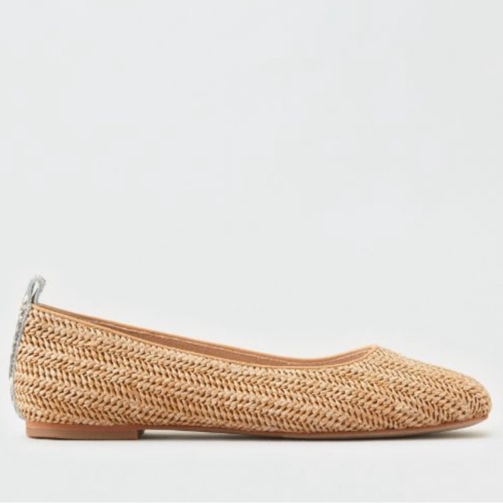 Dolce Vita Ozzie Raffia Woven Ballet Flats Square Toe